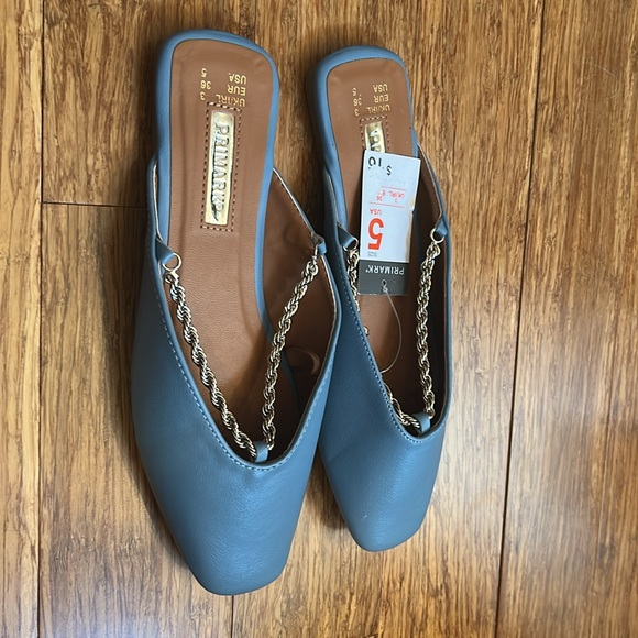 Primark Blue Mules with Gold Braids - Picture 3 of 4